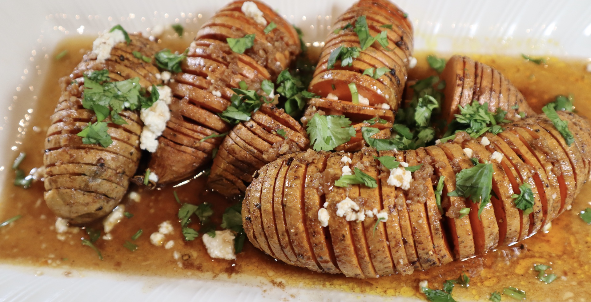 Maple Spiced Hasselback Sweet Potatoes - AbracaShaba